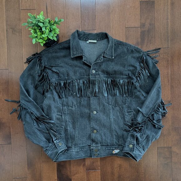 JEFF HAMILTON VINTAGE 1980s FRINGE DENIM JACKET - Picture 1 of 7
